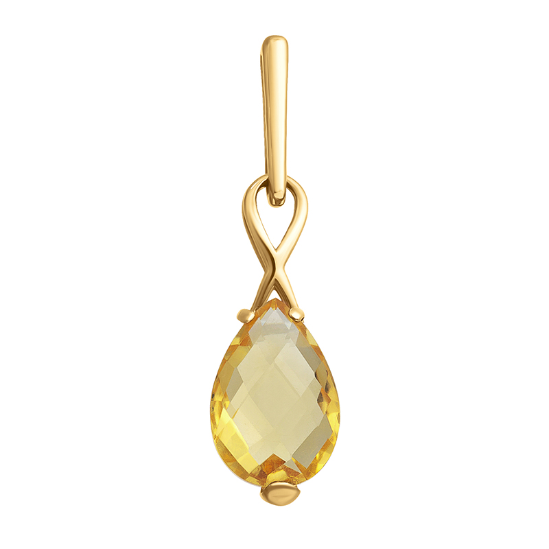 Золотая подвеска 585 пробы с натуральным цитрином